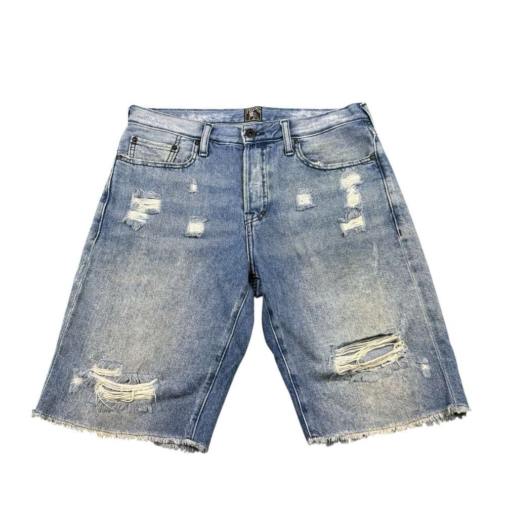 PRPS Heavily Distressed Denim Challenger Shorts Mens 30 Blue Bermuda Distressed